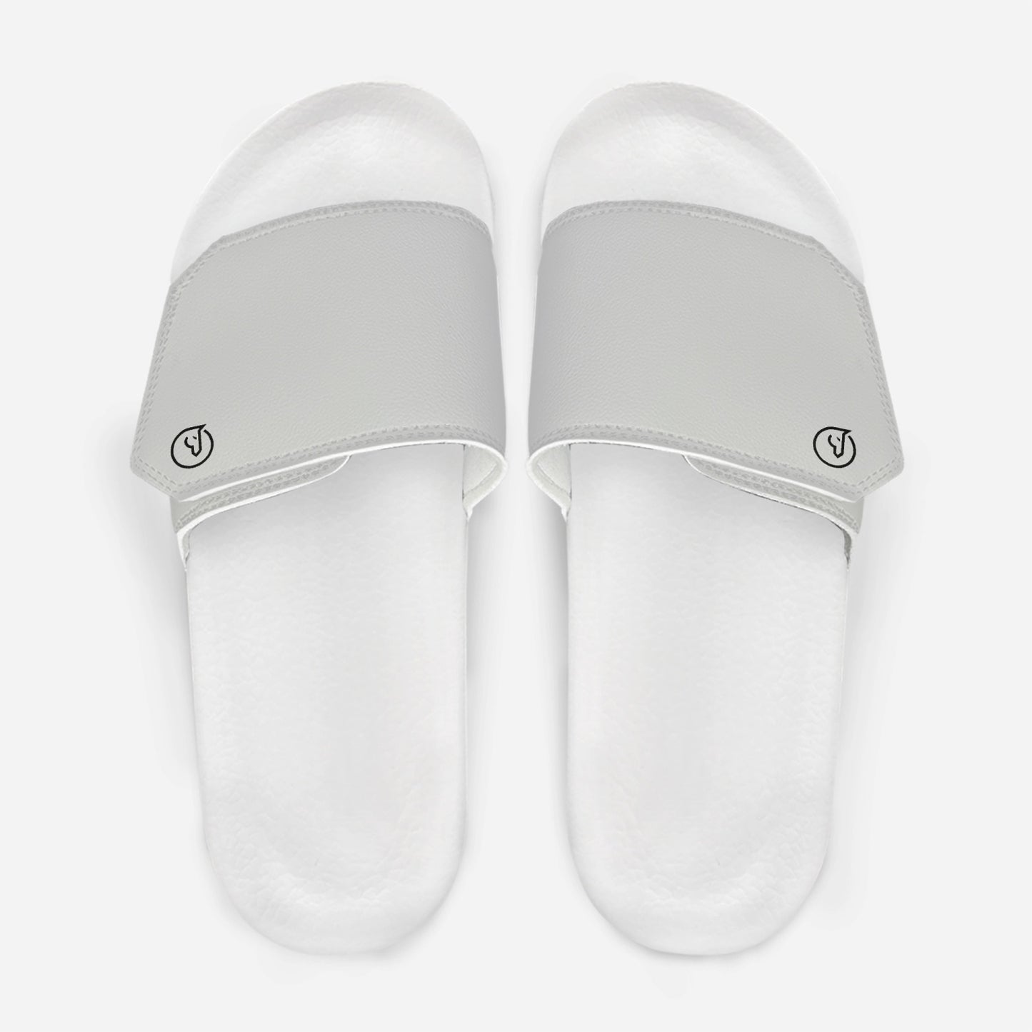 men's silver velcro slide sandals with white sole 