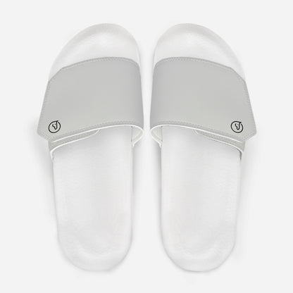 men's silver velcro slide sandals with white sole 