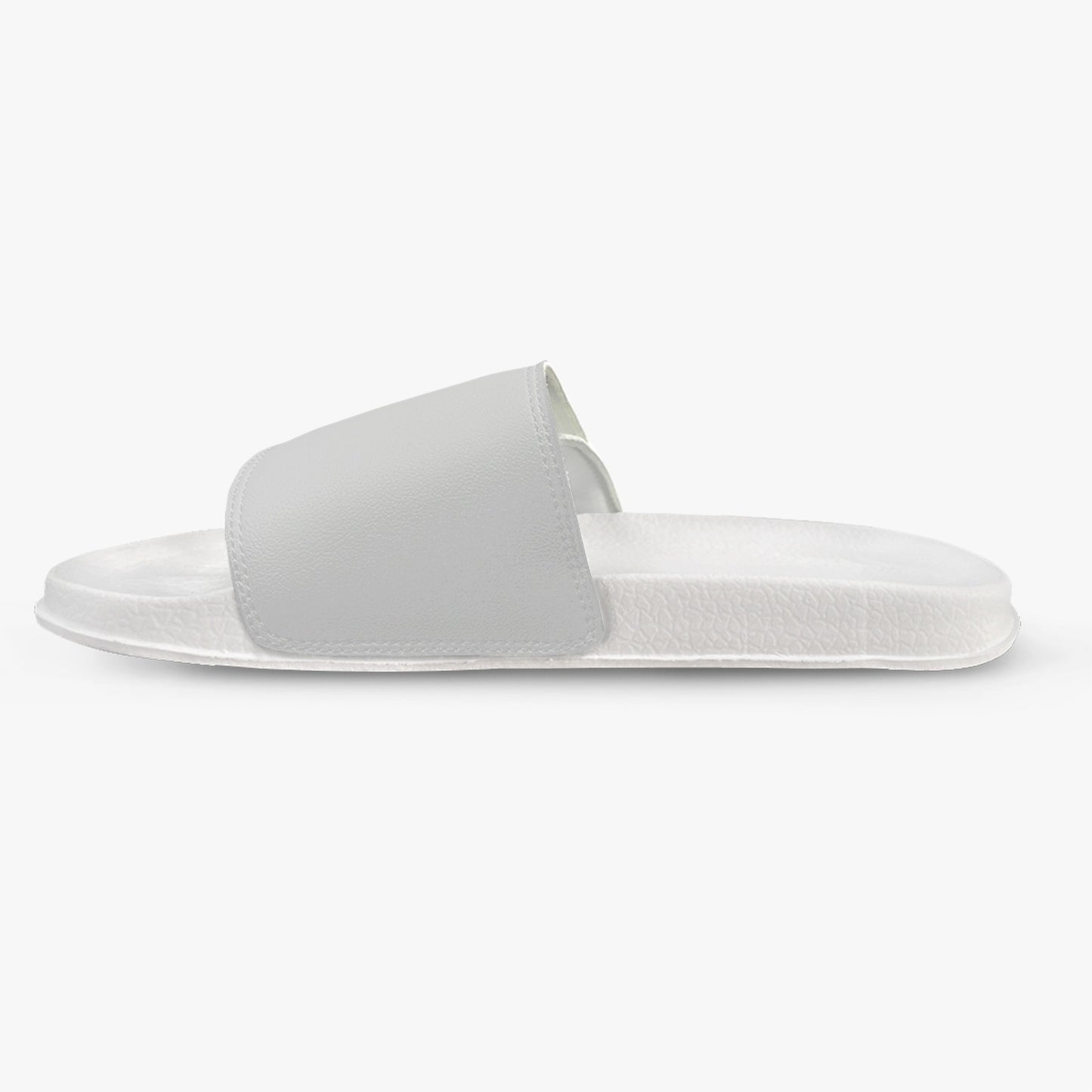 men's silver velcro slide sandals with white sole 