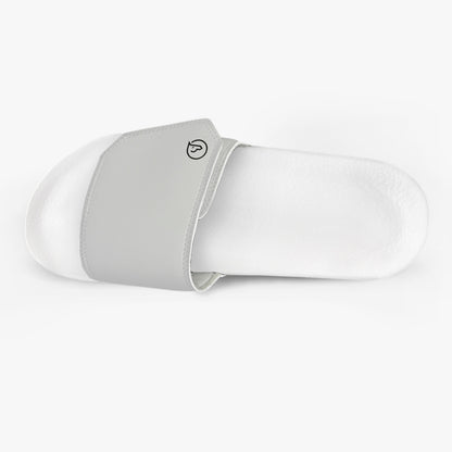 men's silver velcro slide sandals with white sole 