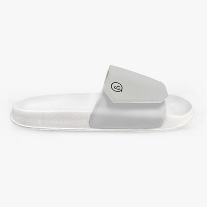 men's silver velcro slide sandals with white sole 