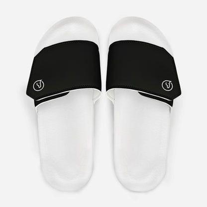 men's slip on velcro slides black with white sole