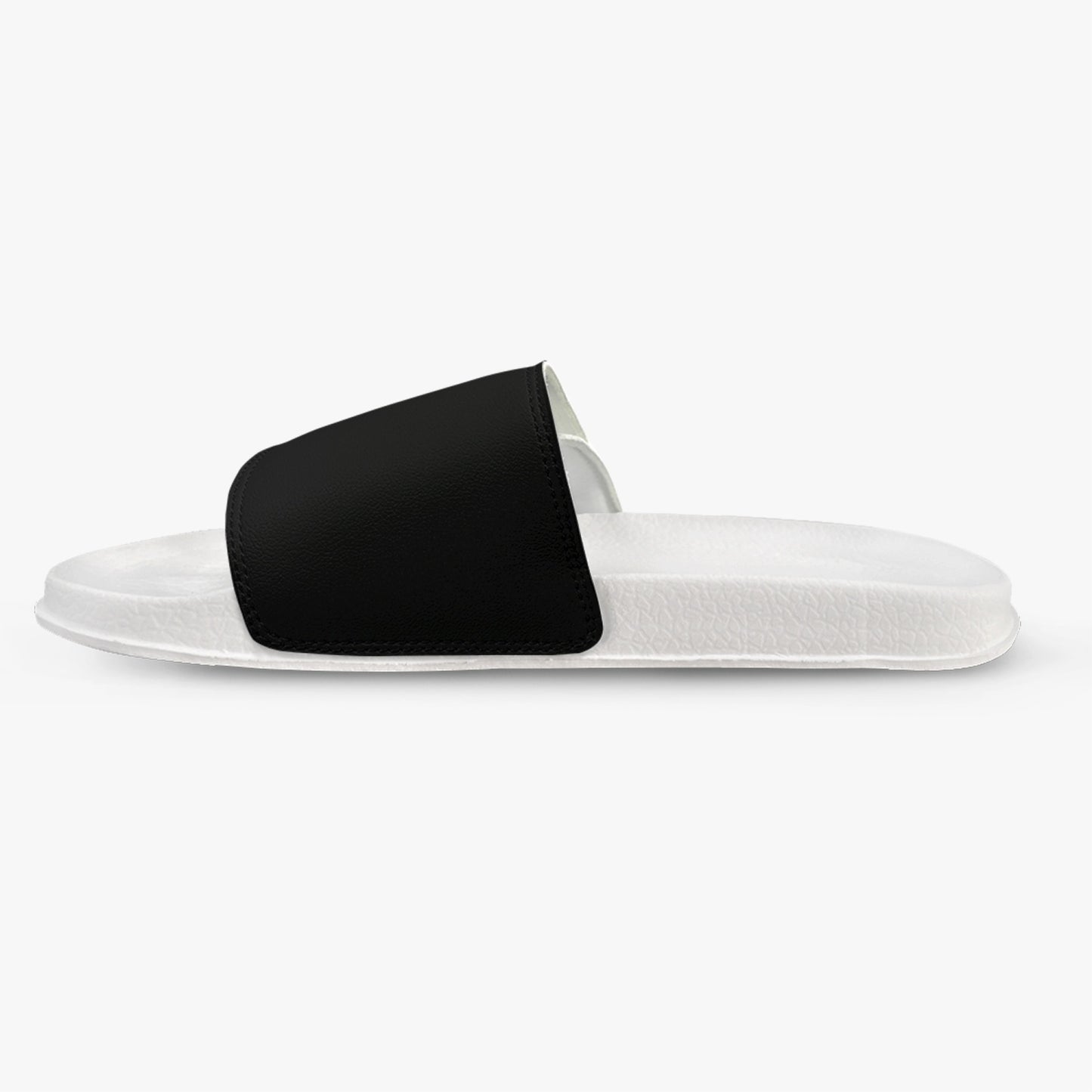 men's slip on velcro slides black with white sole