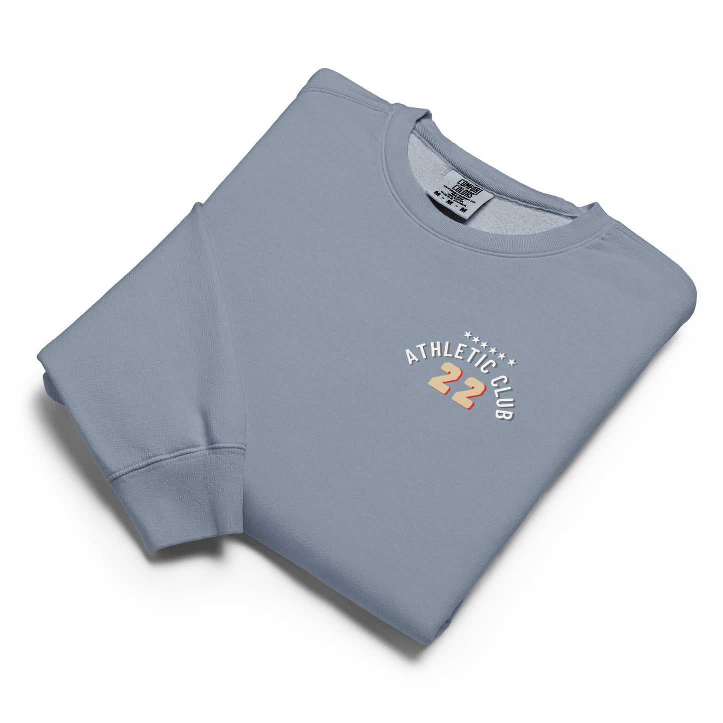 folded view of everyday blue fleece sweater for men