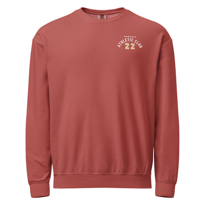 men's crimson fleece crewneck sweatshirt with washed finish