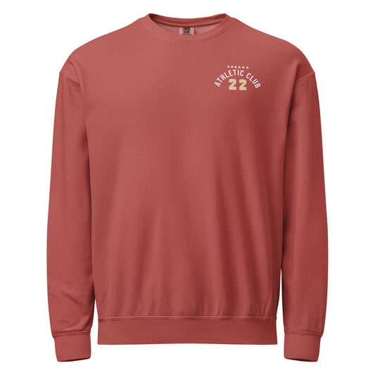 men's crimson fleece crewneck sweatshirt with washed finish