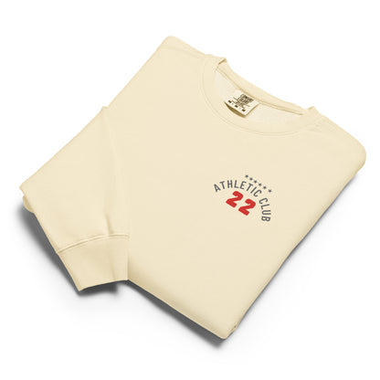 folded view of men's everyday wear ivory fleece crewneck sweater