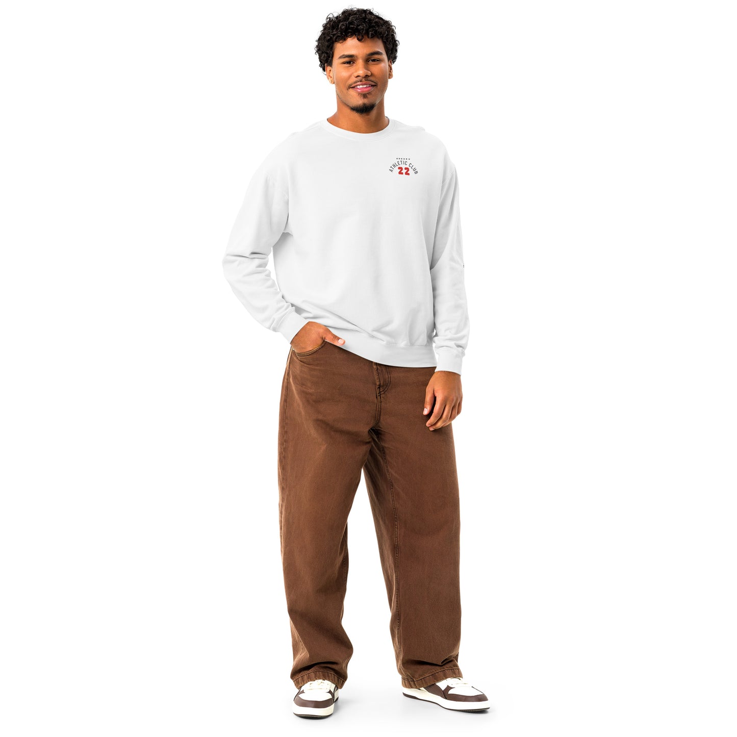 garment-dyed men's white sweatshirt