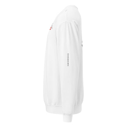 side view of white crewneck sweatshirt