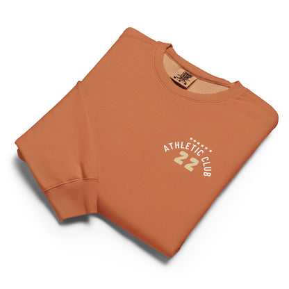 folded view of washed orange fleece casual men's sweatshirt 