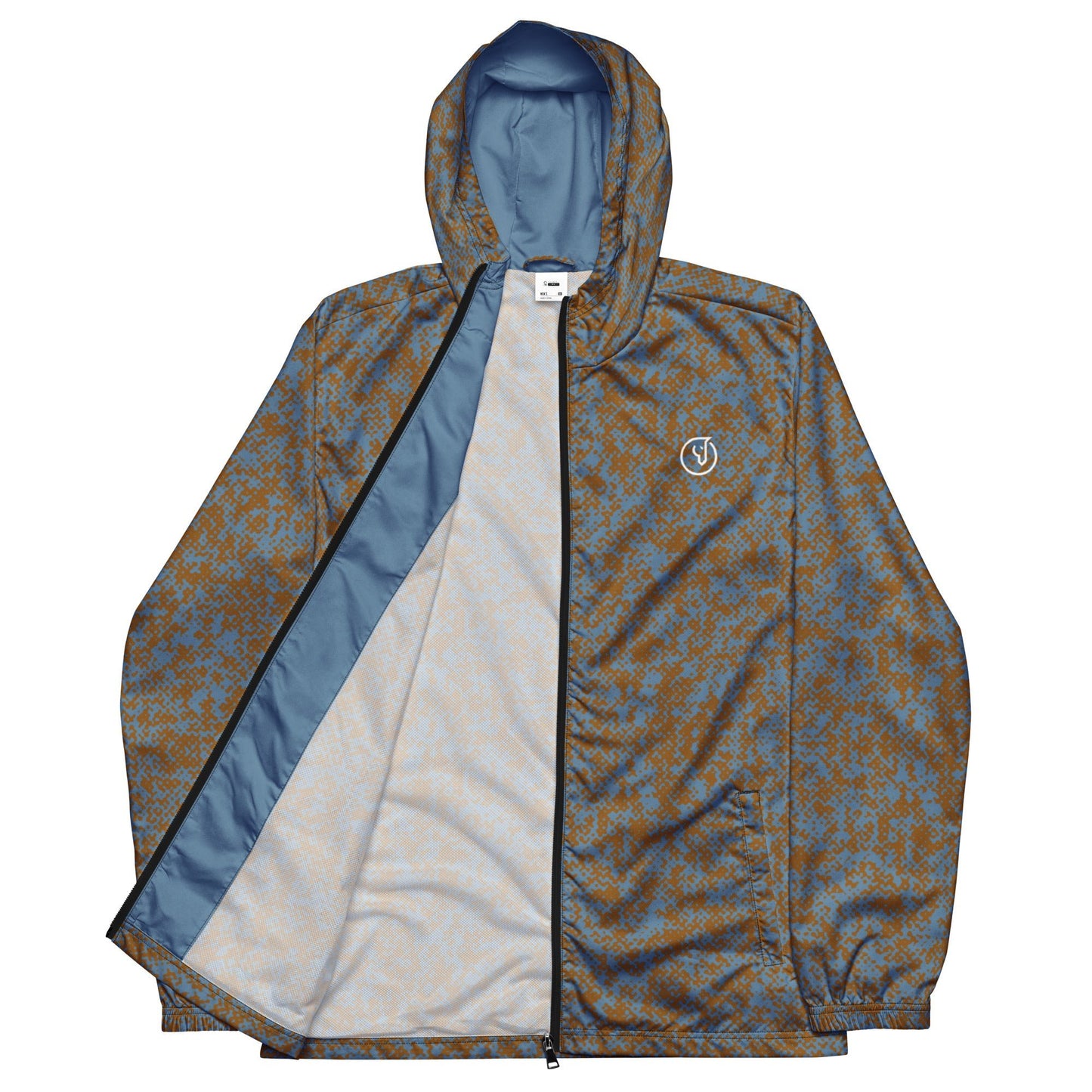 Men’s Camo Blue Windbreaker Jacket - Mirfia