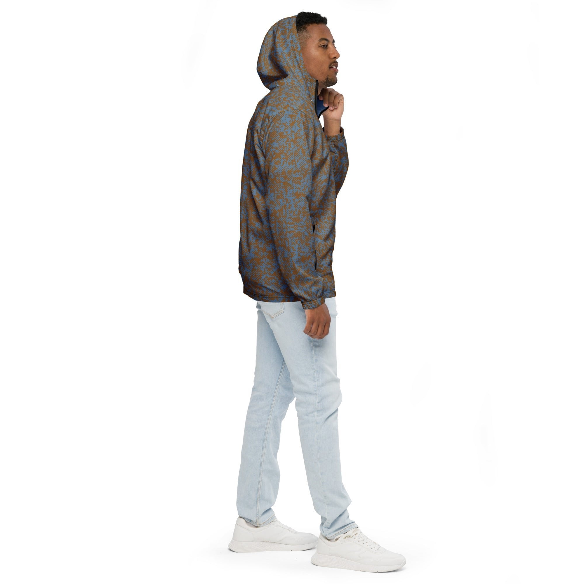Men’s Camo Blue Windbreaker Jacket - Mirfia