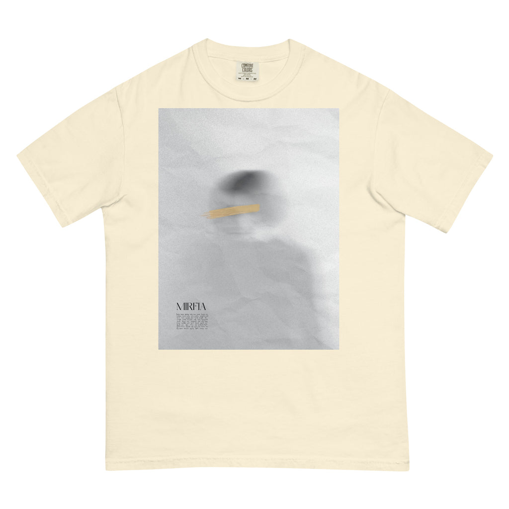 flat lay of editorial graphic t-shirt with abstract human figure