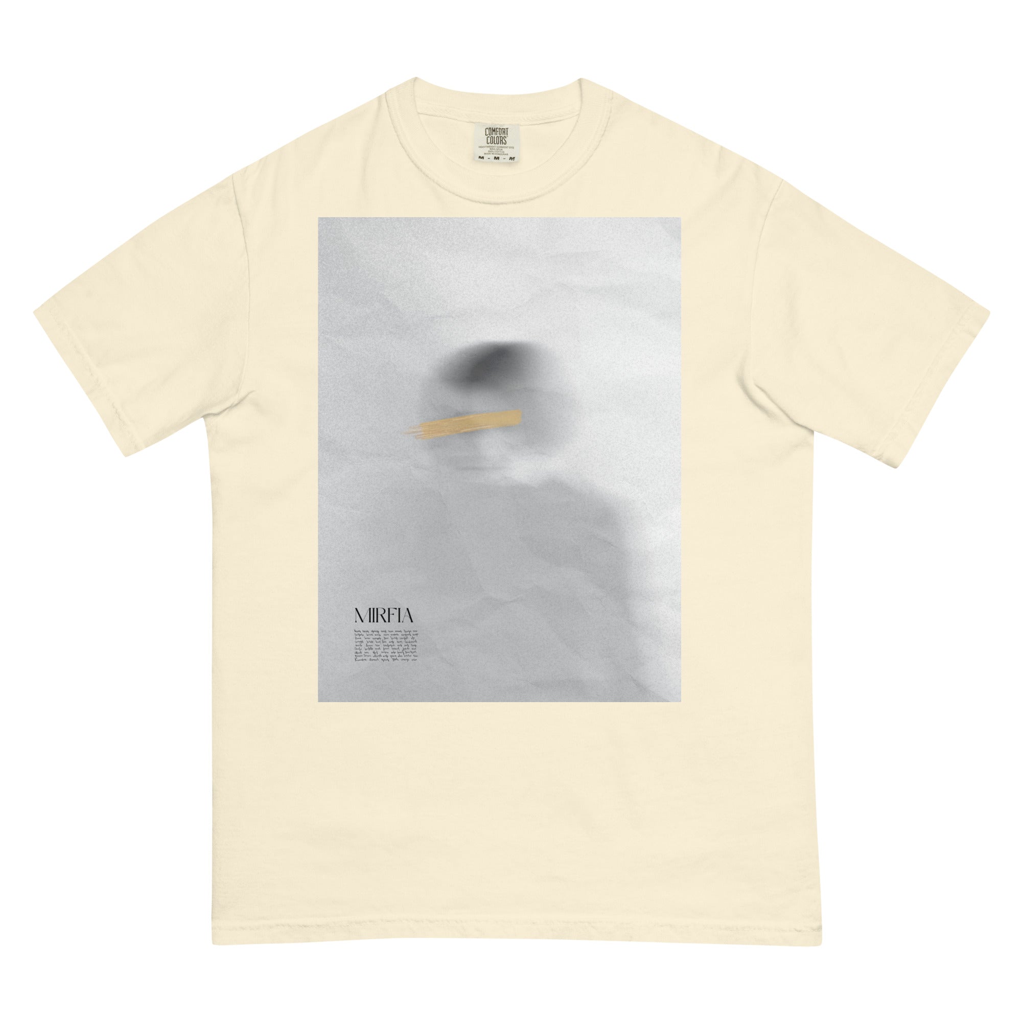 flat lay of editorial graphic t-shirt with abstract human figure