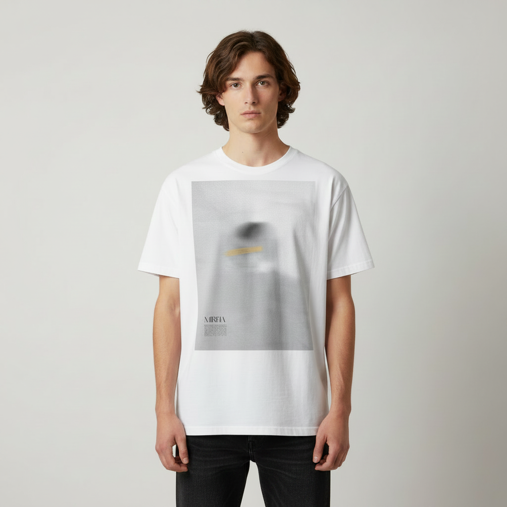 minimal blurred figure graphic t-shirt with abstract portrait artwork