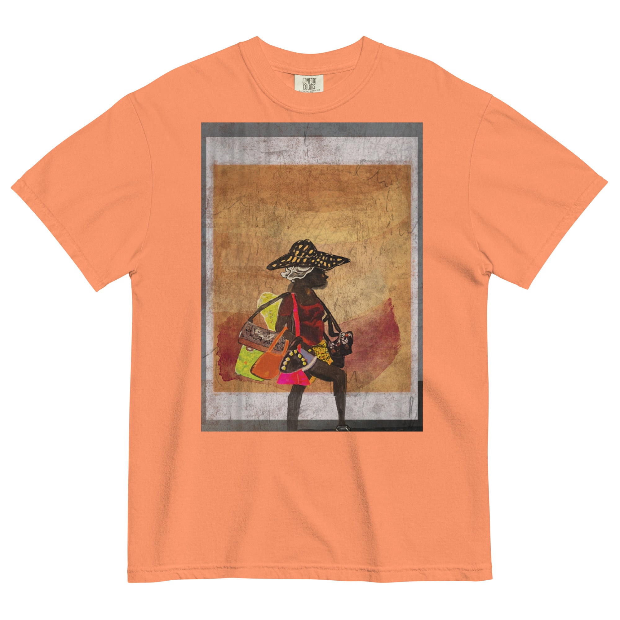 flat lay of heavyweight garment dyed t-shirt 