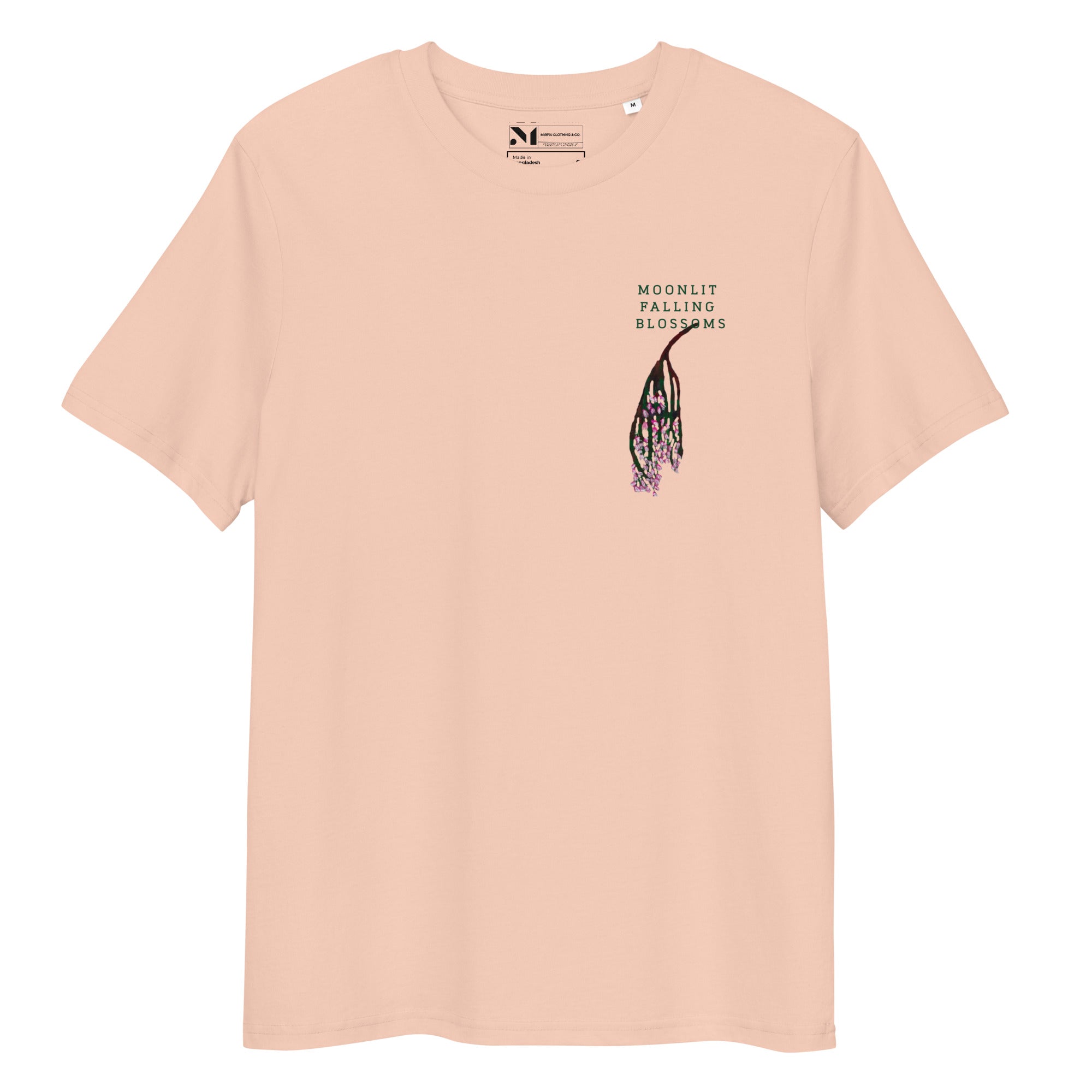 front view of minimal art print t-shirt with botanical design 