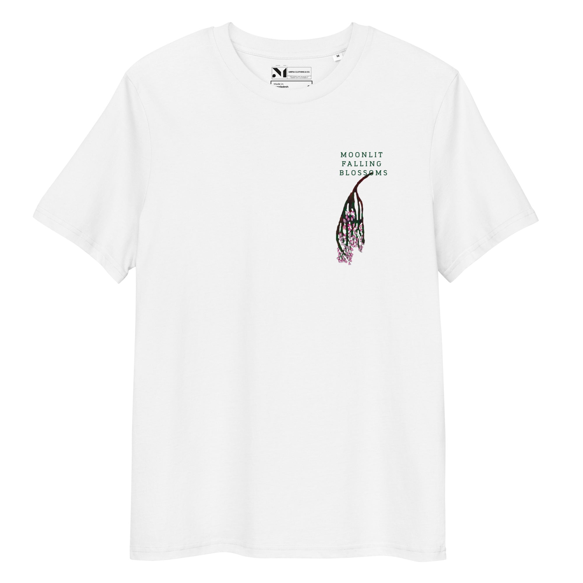 wearable art t-shirt with moonlit blossom design 