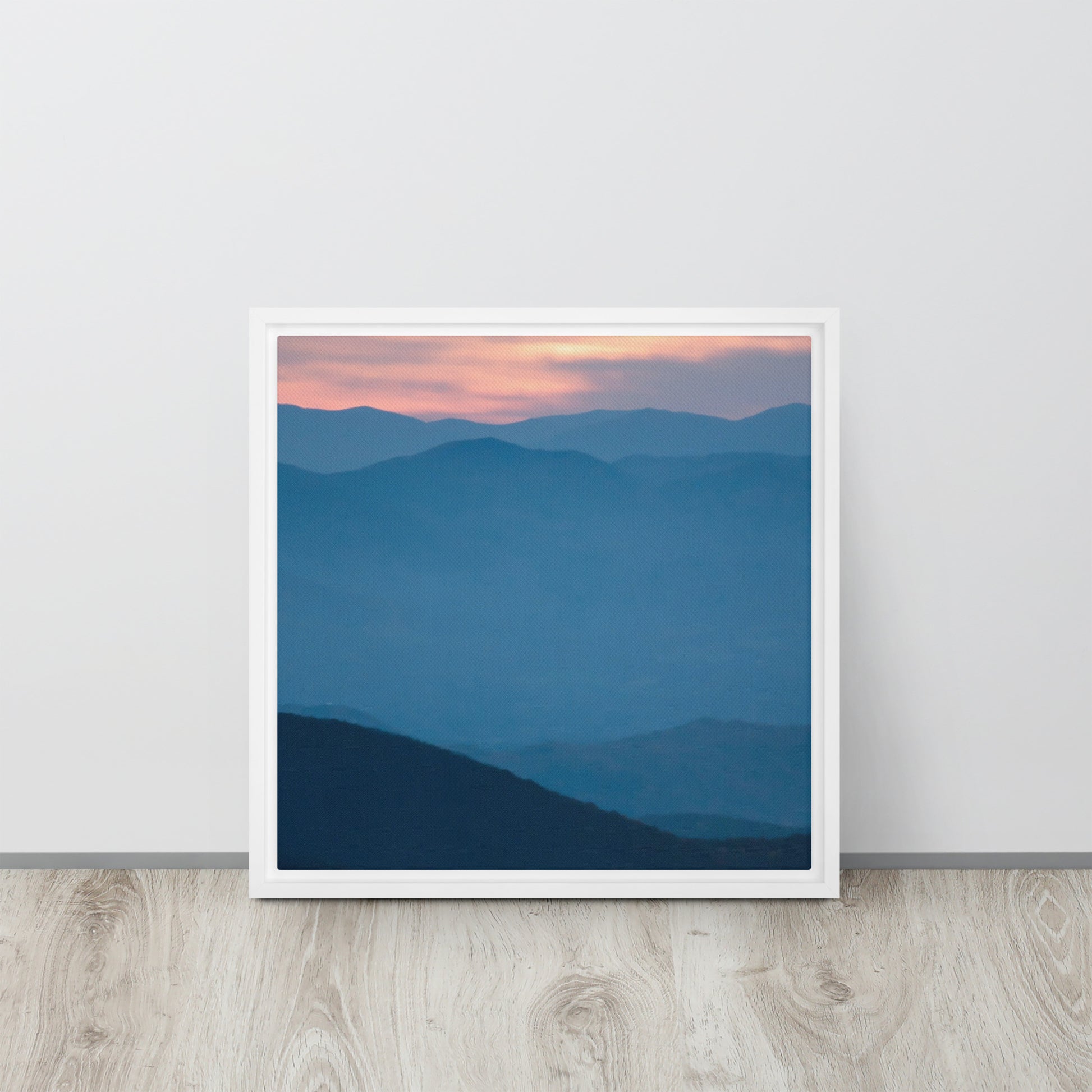 mountain canvas print artwork white floater frame