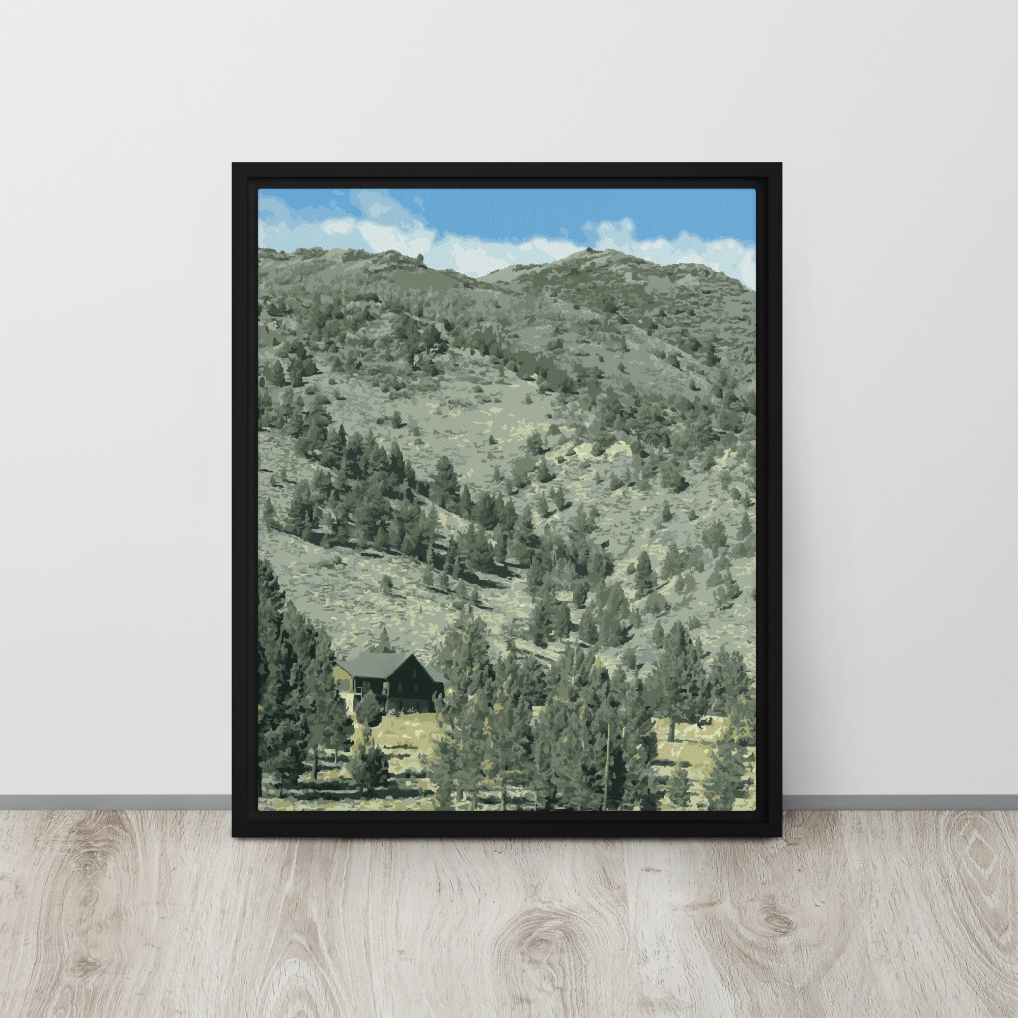 framed mountain cottage wall art 