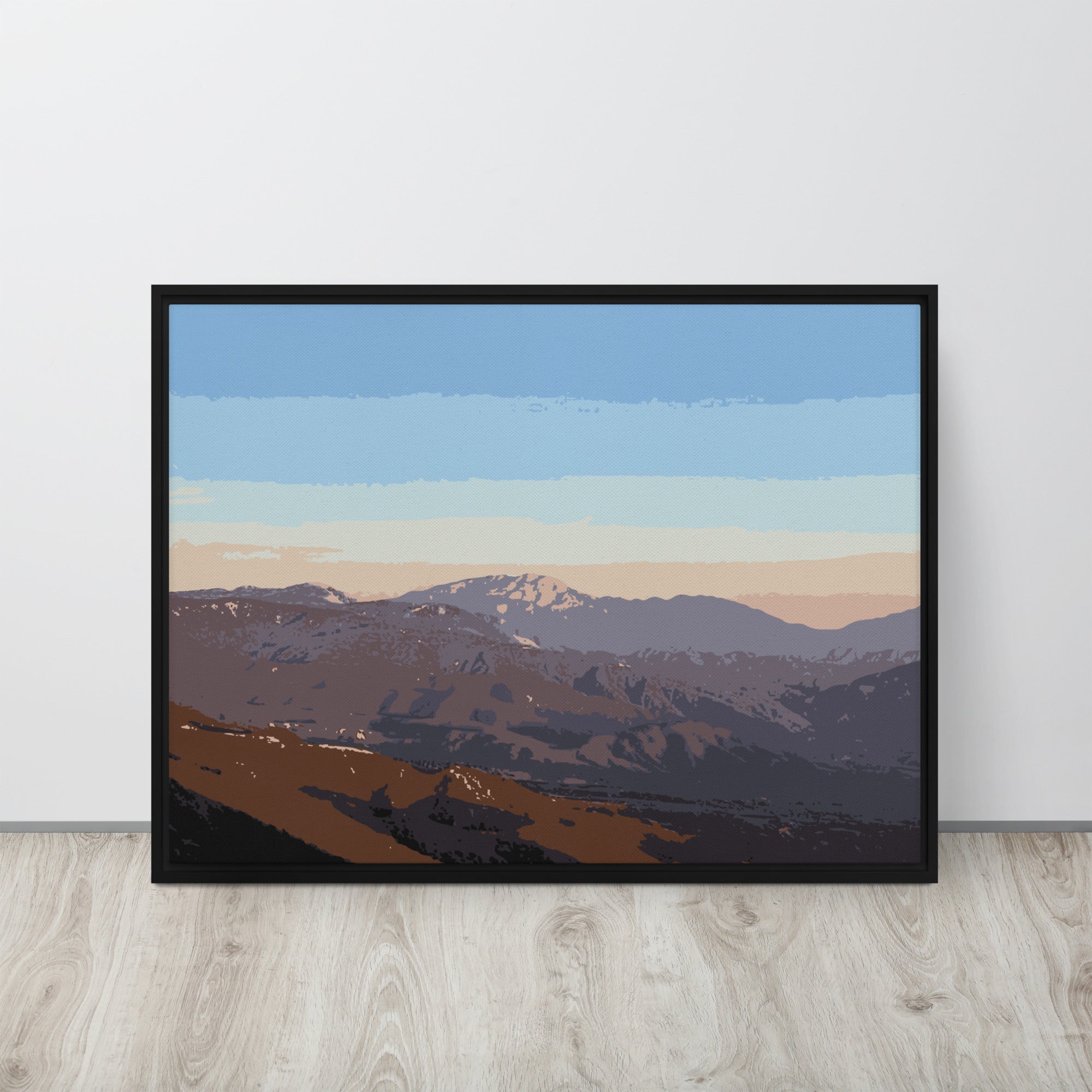 pastel mountain sunset framed canvas wall art 