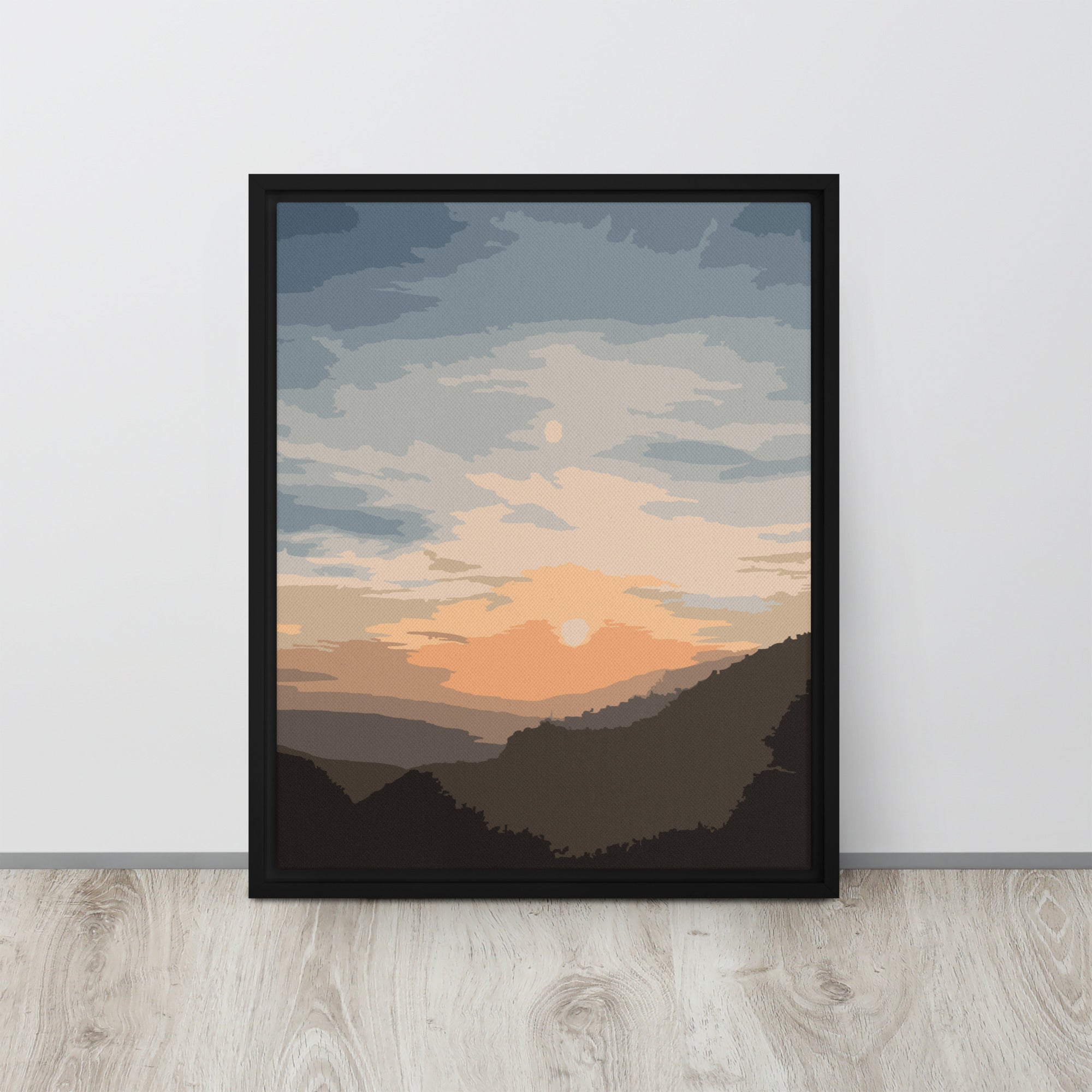 framed mountain sunset wall art 