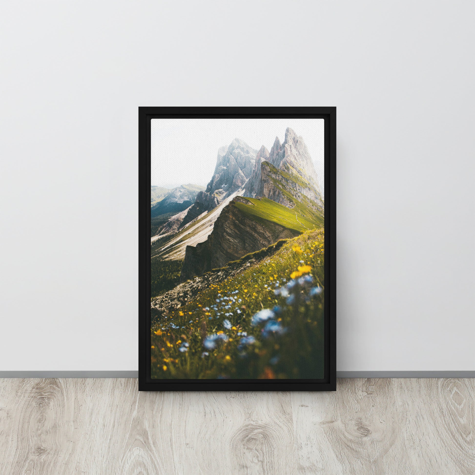 mountain wildflower wall art on black frames