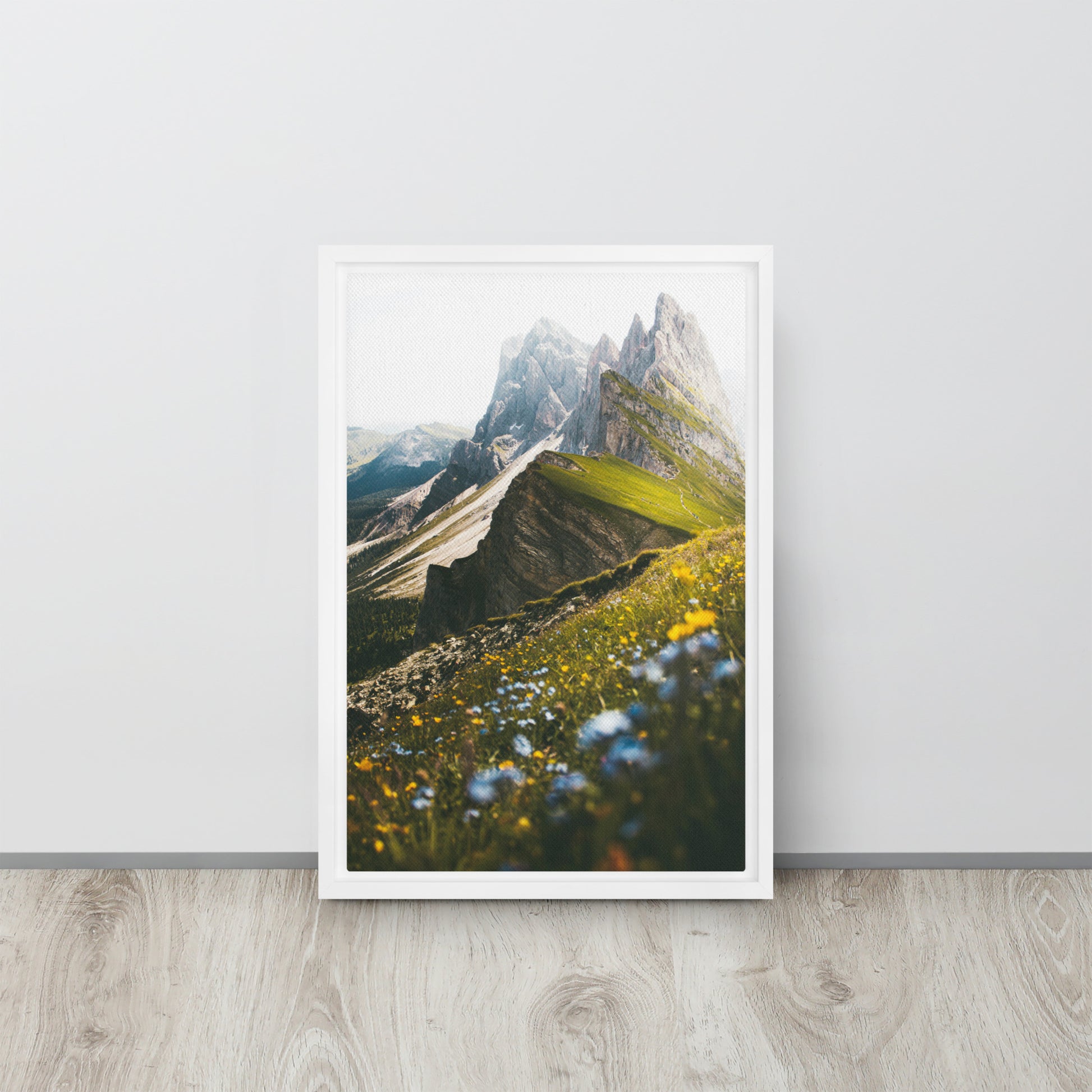 mountain wildflower wall art on white frames