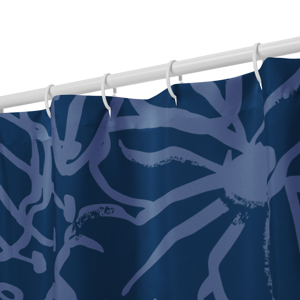 Floral Abstract Navy Shower Curtain - Mirfia