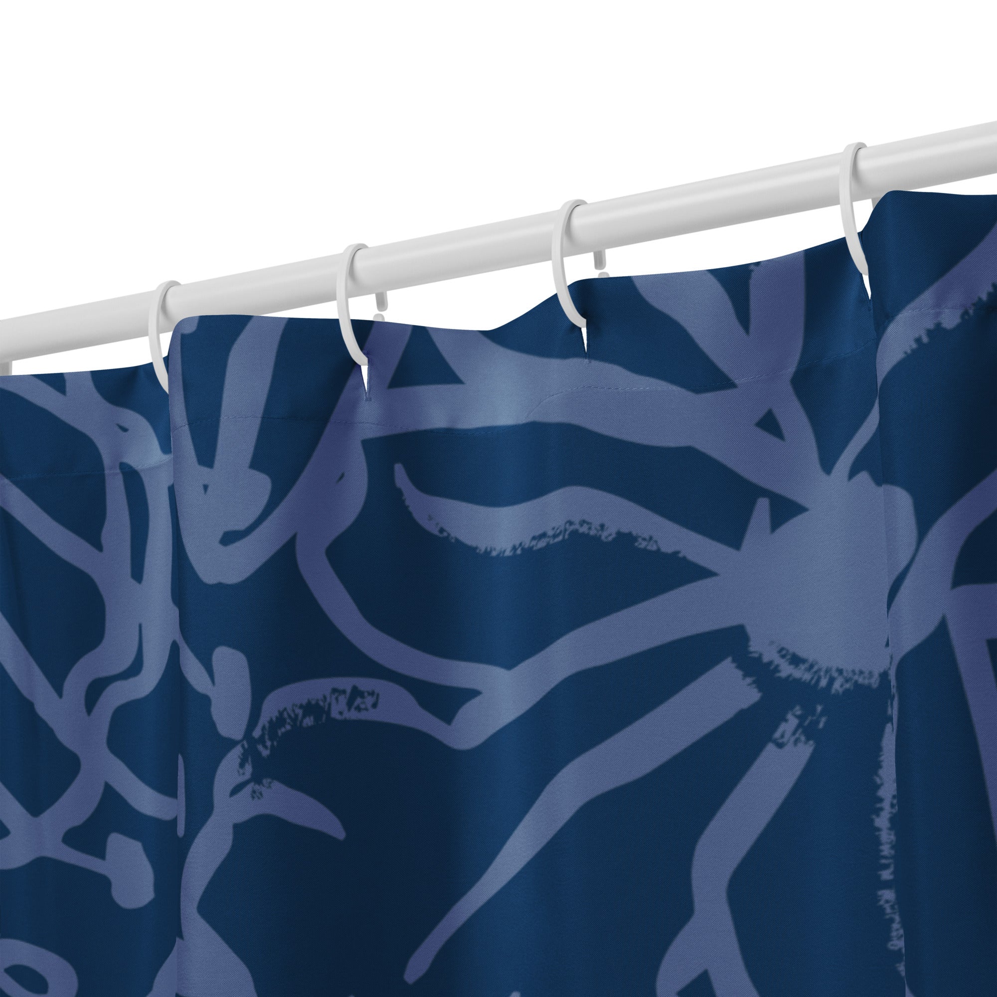 Floral Abstract Navy Shower Curtain - Mirfia