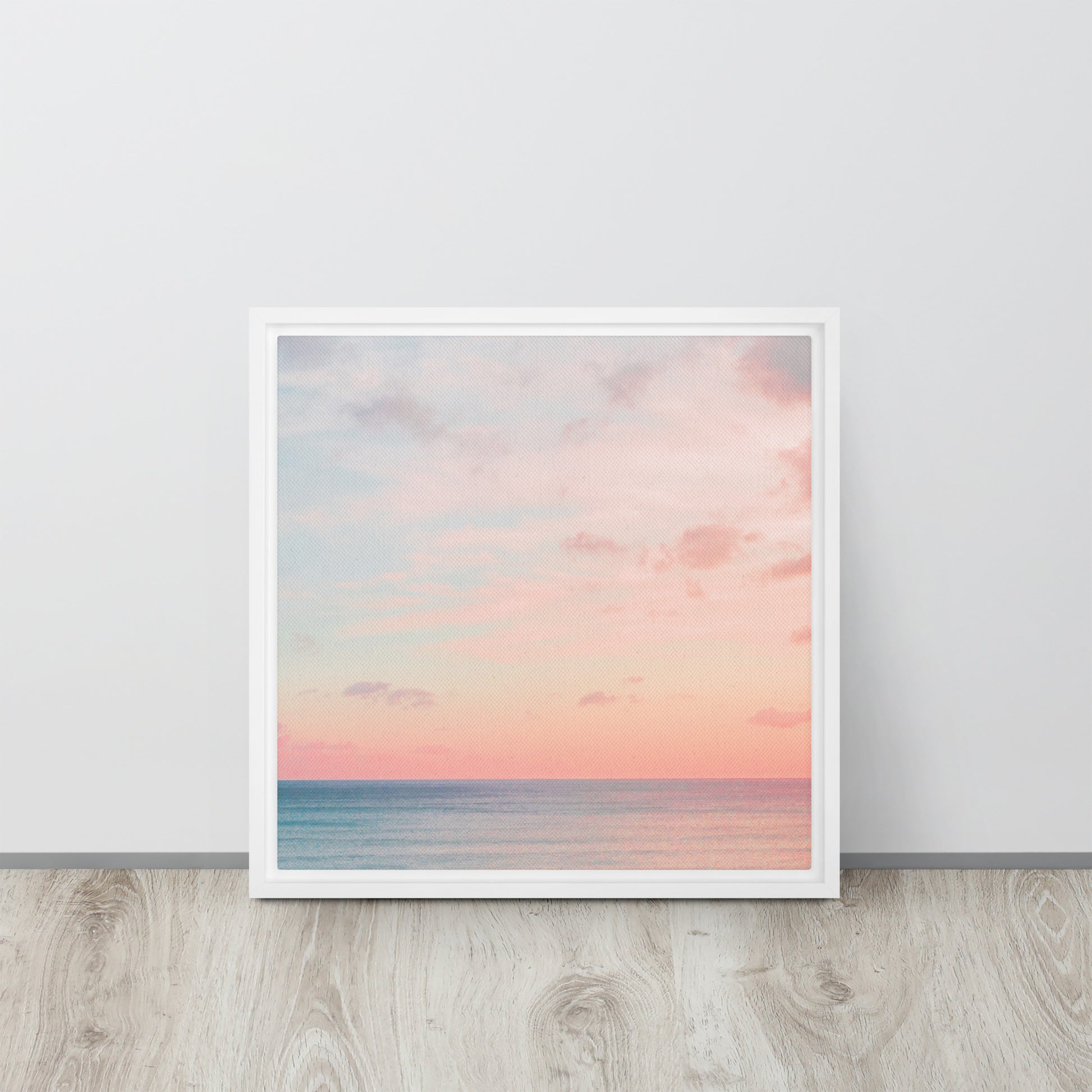 ocean sunset white framed canvas print artwork