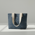 cotton linen tote bag with wave print