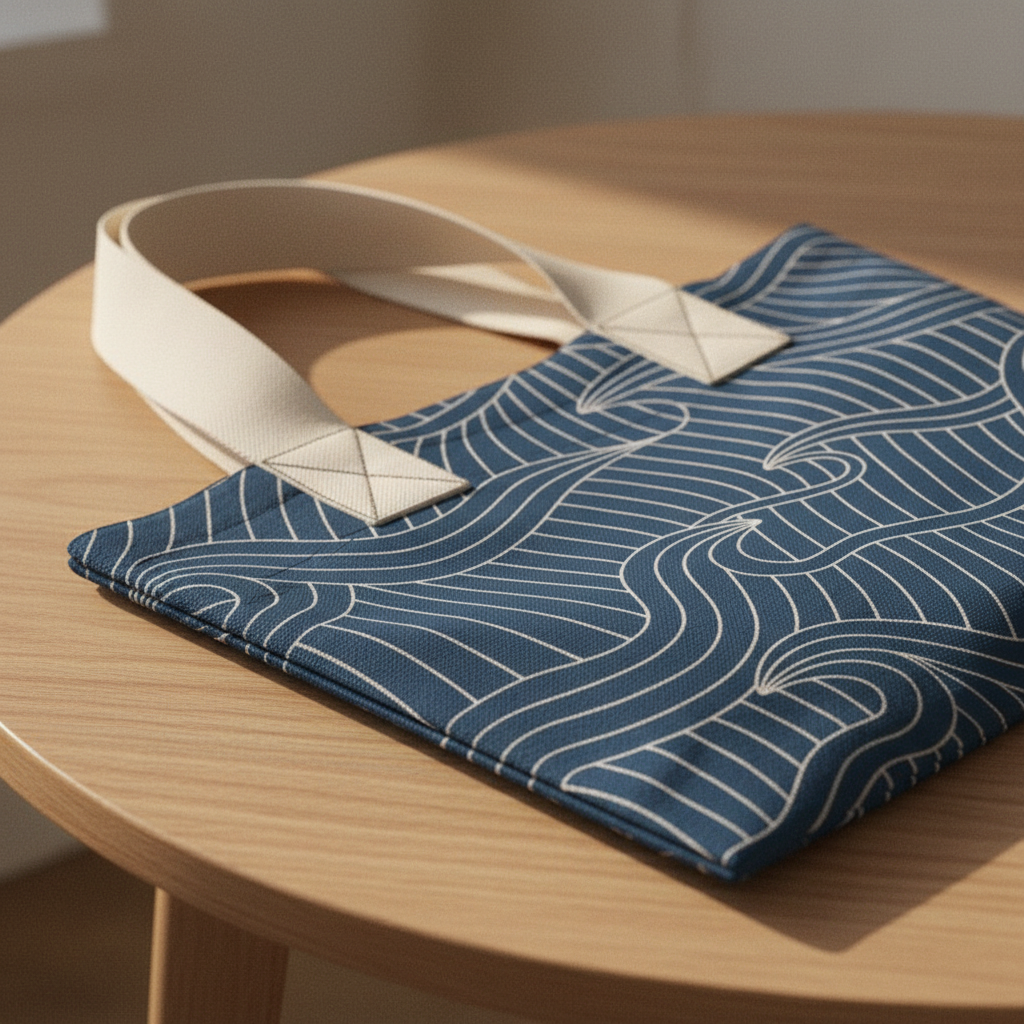 cotton linen shopper tote bag on a table 