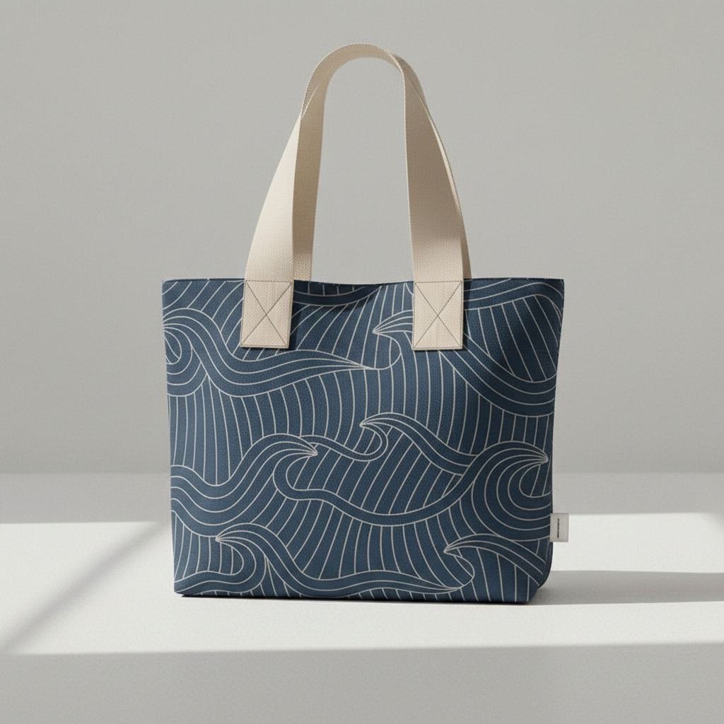 ocean wave tote bag front view 