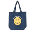Large Organic Denim Smiley Tote Bag - Mirfia