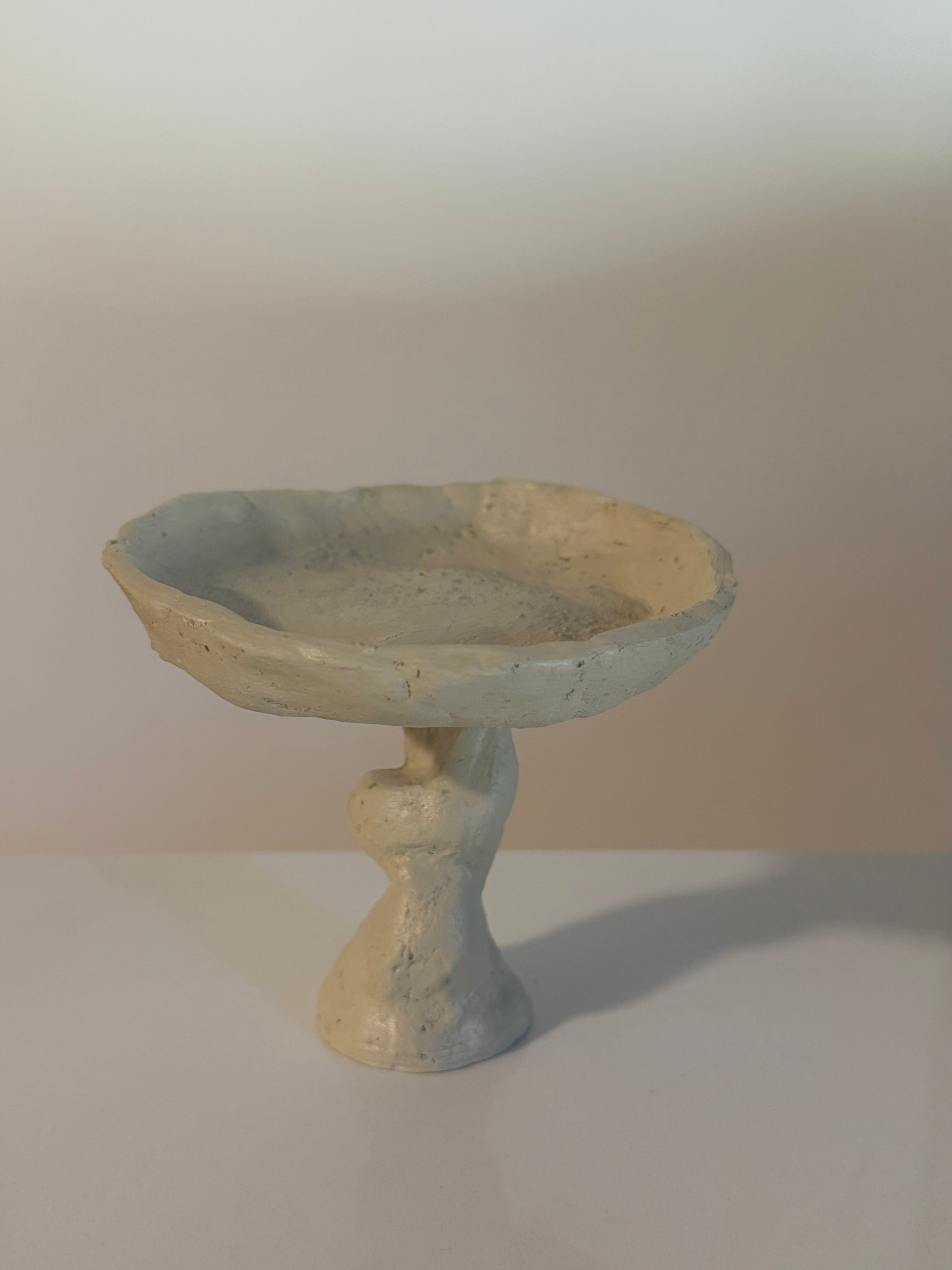 handmade asymmetrical pedestal bowl with an organic sculptural shape