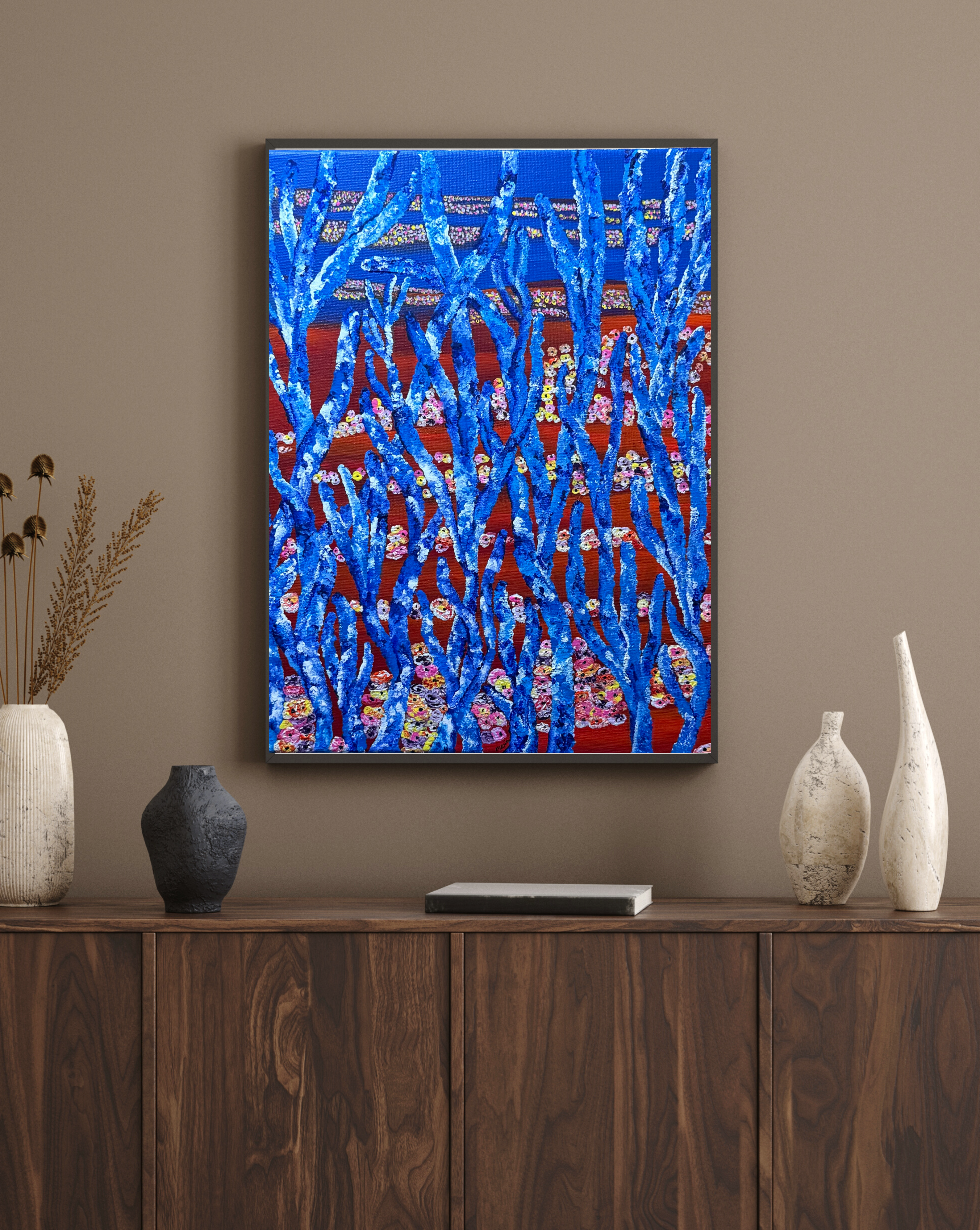 mockup of contemporary abstract artwork one of a kind 