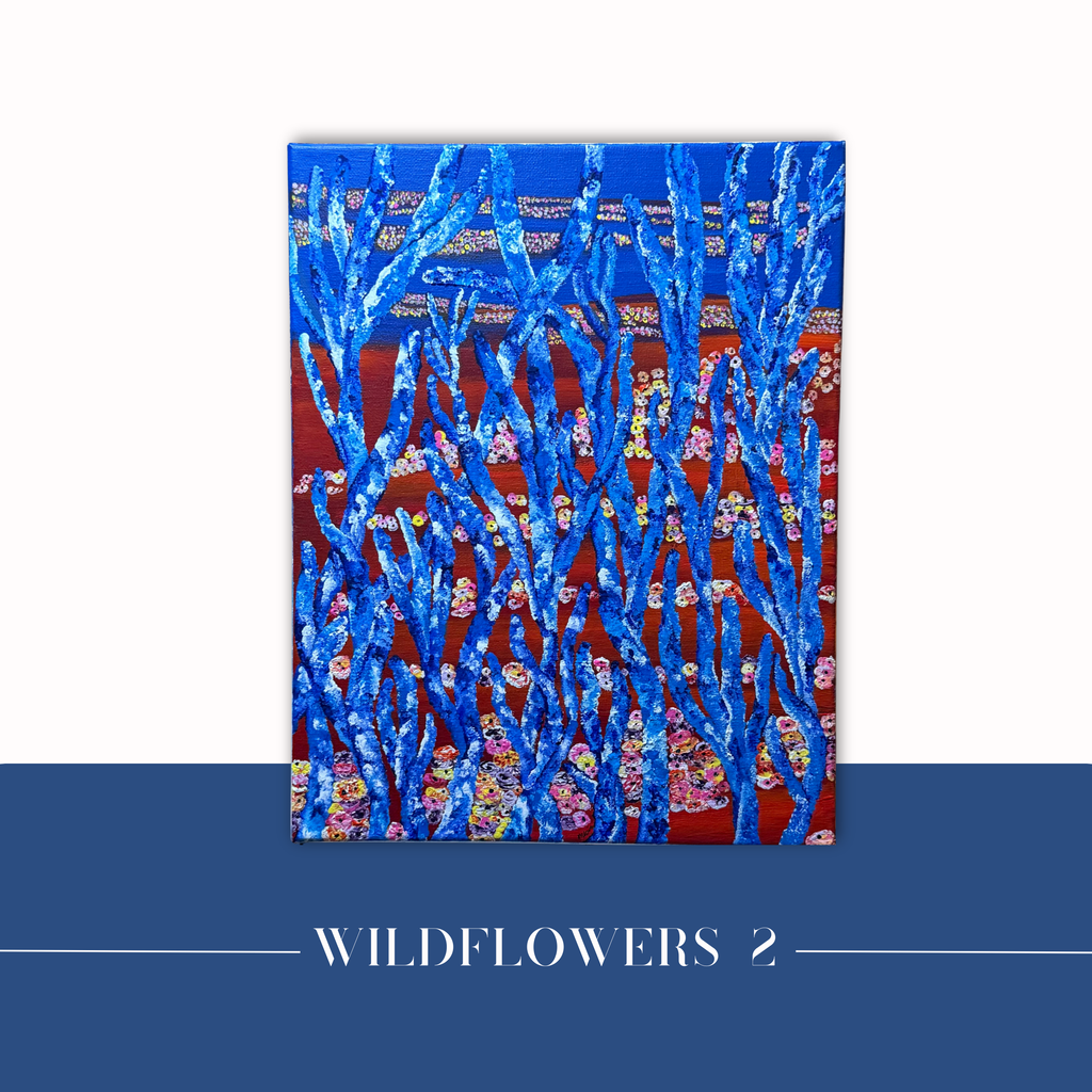 Original blue abstract acrylic painting on 11×14 canvas, modern minimalist wall art
