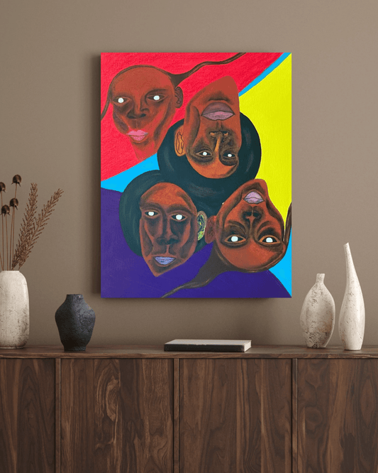 Original Black Figurative Abstract Painting on Canvas - Mirfia
