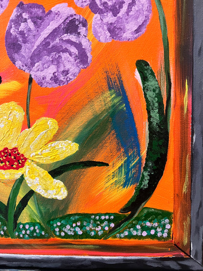 sunset flower painting 