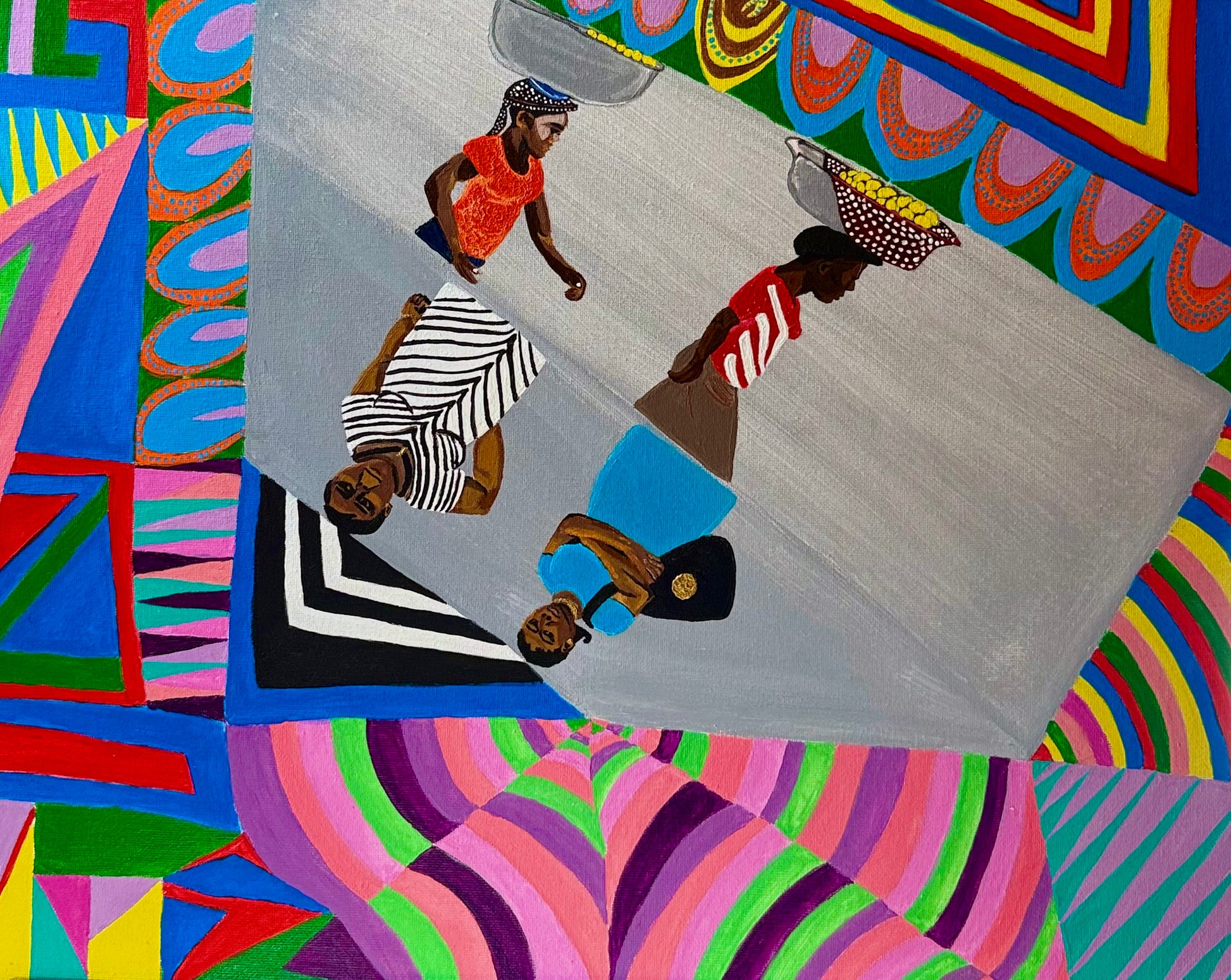 original haitian abstract realism painting by mireille louis 