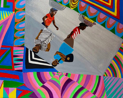 original haitian abstract realism painting by mireille louis 