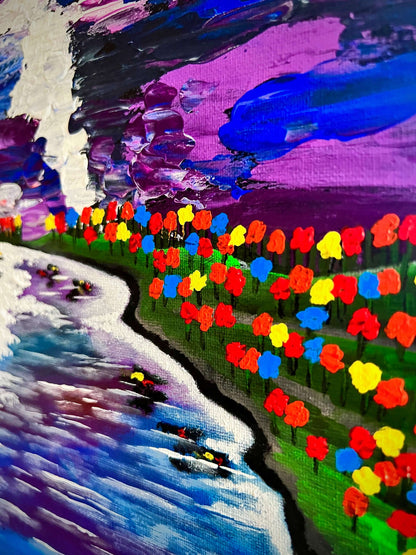 acrylic night landscape painting 