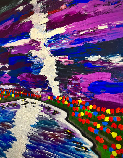 serene night sky canvas 