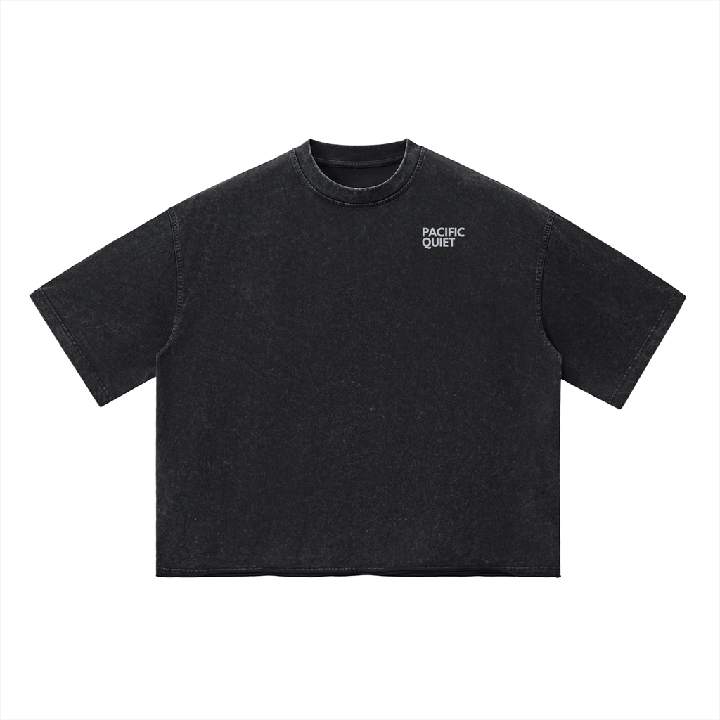 frayed hem boxy t-shirt with Pacific Quiet graphic 