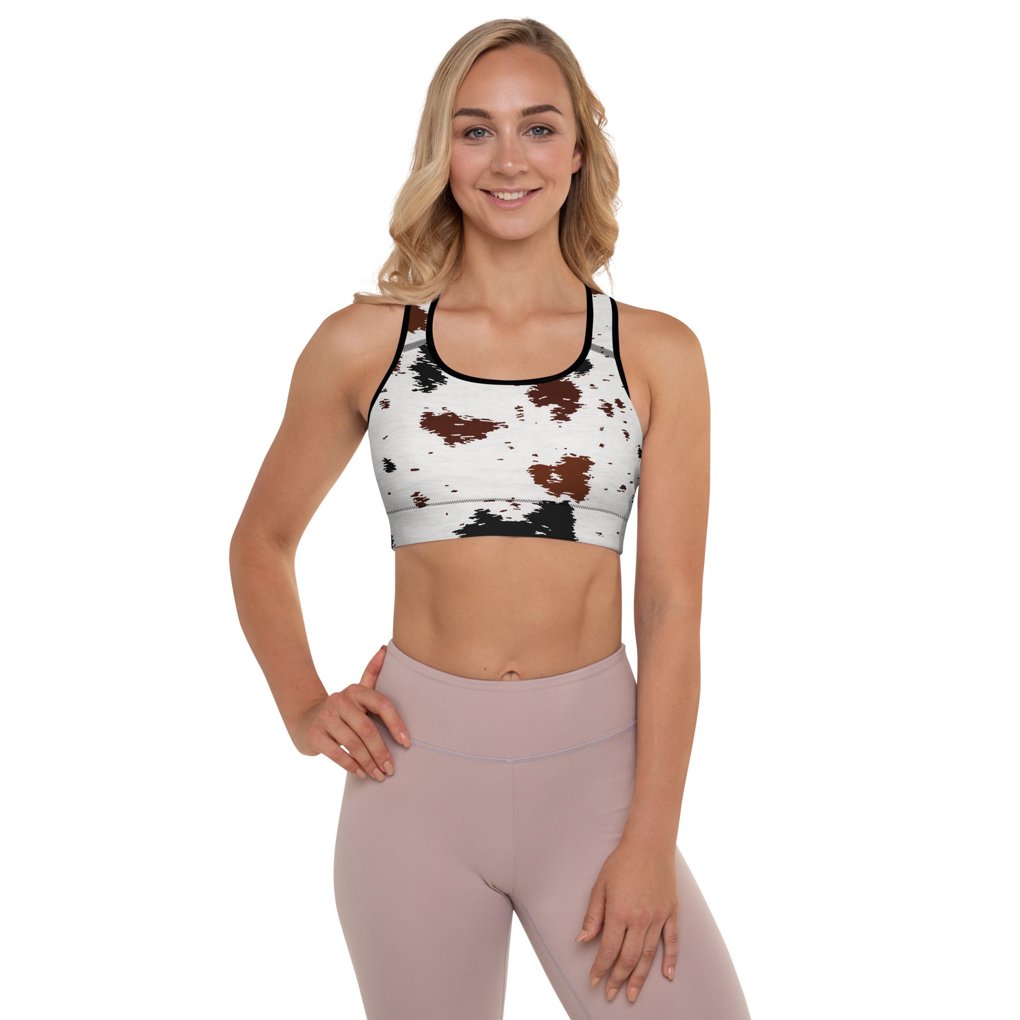 padded racerback sports bra front view