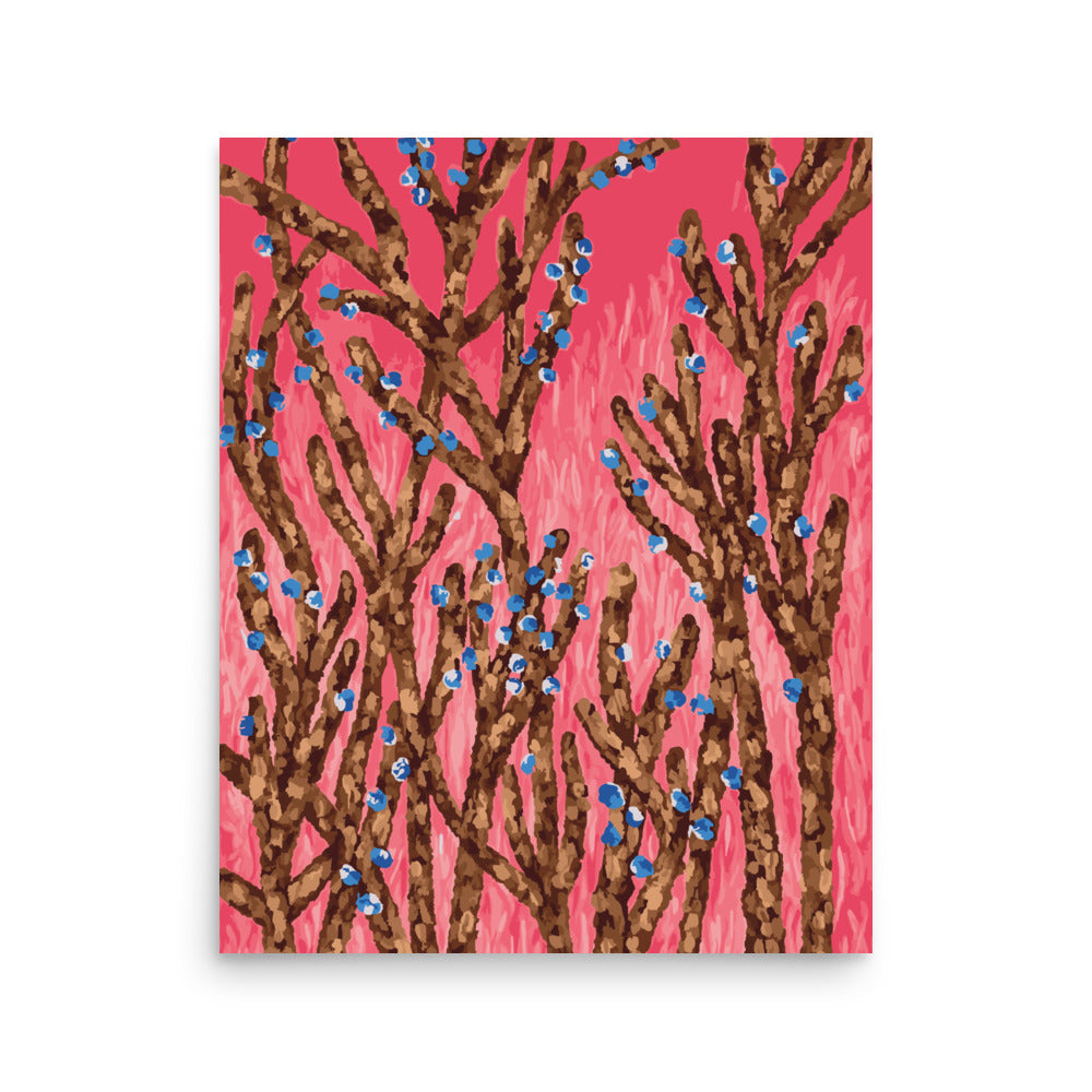 pink botanical abstract wall art print