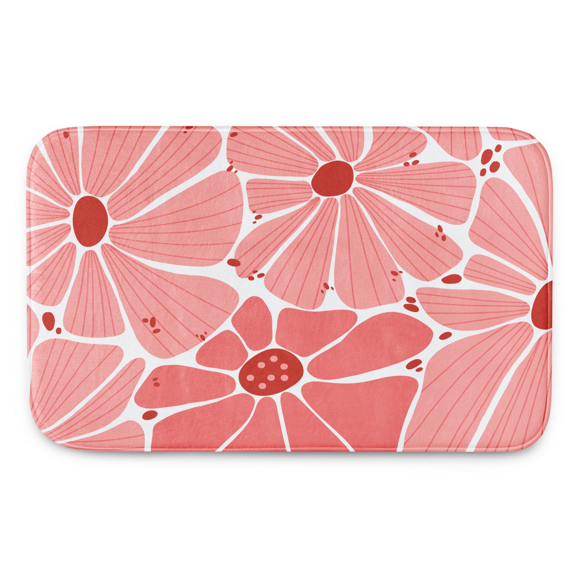 Pink Floral Abstract Memory Foam Bath Mat - Mirfia