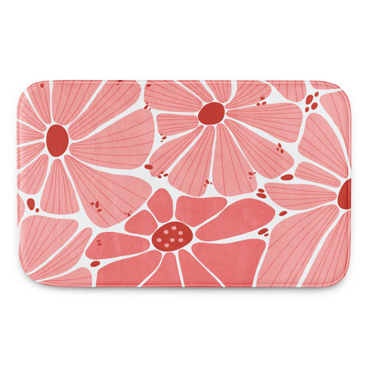 Pink Floral Abstract Memory Foam Bath Mat - Mirfia