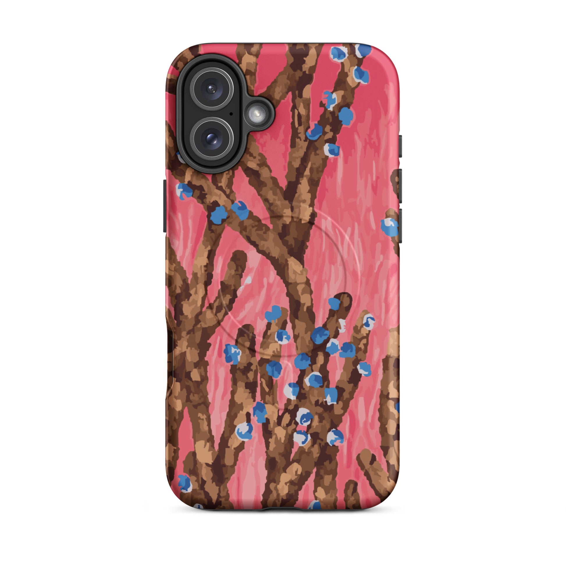 floral pink abstract phone case with MagSafe compatibility